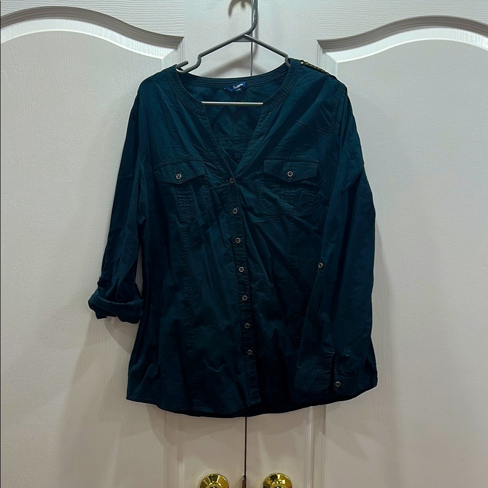 Women's Teal Button-Up Top